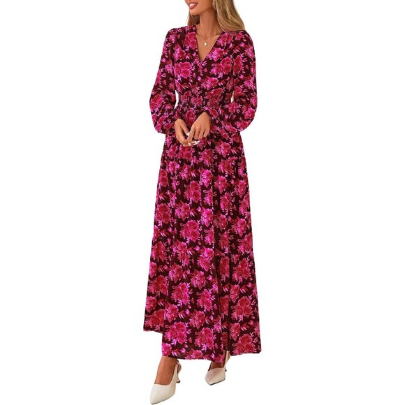Flowy Floral Maxi Dress with Pockets - Ideal for Beach Vacations and Weddings - Picture 7 of 8